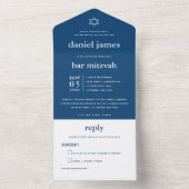 Modernes Mitzvah Navy Blue ALL IN ONE INVITATION Einladung (Innen Boden)