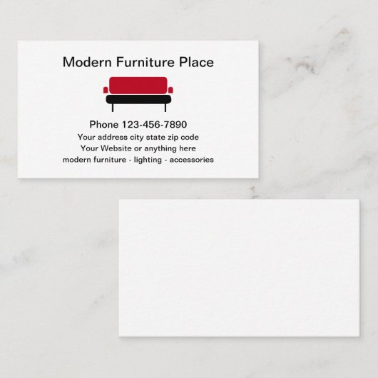 Modernes Mobiliar Visitenkarte (Vorne/Hinten)