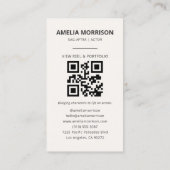 Modernes Model Schauspieler Foto QR Code Visitenkarte (Rückseite)