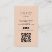 Modernes Modell Berufliches Foto Pfirsichpink Visitenkarte (Rückseite)