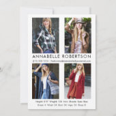 Modernes Modelling von 5 Fotos Modell-Comp-Karte Einladung (Rückseite)