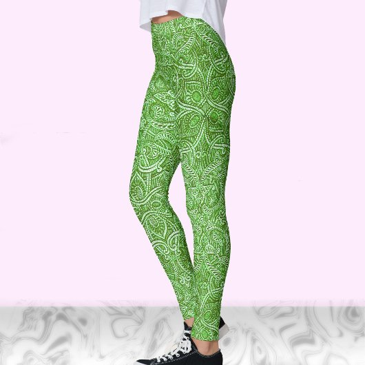 Modernes, modernes Design in Grün und Weiß Leggings