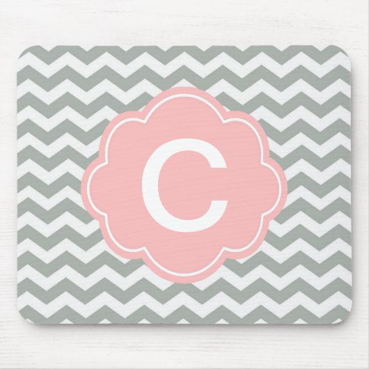 Modernes, modernes, elegantes, Zickzack Monogramm Mousepad (Vorne)
