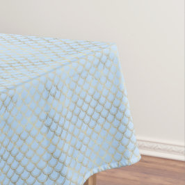 Modernes, modernes Gold Blue Mermaid Scales Muster Tischdecke