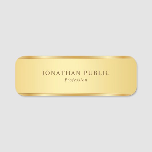 Modernes, modernes Gold Look Elegantes Template Re Namensschild (Vorderseite)