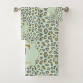 Modernes, modernes Mini Gold Leopard Muster Monogr Badhandtuch Set (Insitu)