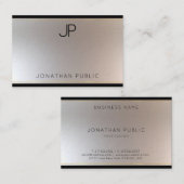 Modernes, modernes Monogram Gold Silver Elegant Visitenkarte (Vorne/Hinten)