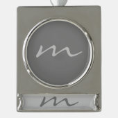 Modernes, modernes Monogramm beruflich grau Banner-Ornament Silber (Vorderseite)