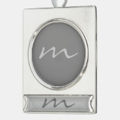 Modernes, modernes Monogramm beruflich grau Banner-Ornament Silber (Links)