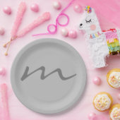 Modernes, modernes Monogramm beruflich grau Pappteller (Party)