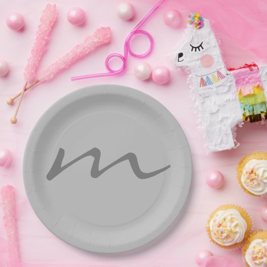 Modernes, modernes Monogramm beruflich grau Pappteller (Party)