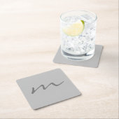 Modernes, modernes Monogramm beruflich grau Rechteckiger Pappuntersetzer (Vor Ort)