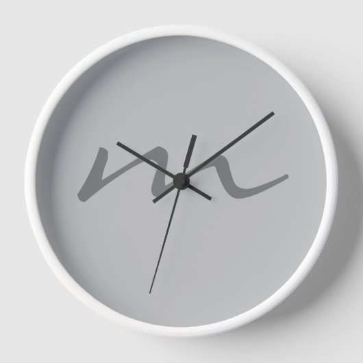Modernes, modernes Monogramm beruflich grau Uhr (Vorderseite)