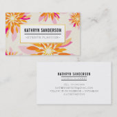 MODERNES MODERNES PATTERN Gold Logo Blume orange r Visitenkarte (Vorne/Hinten)