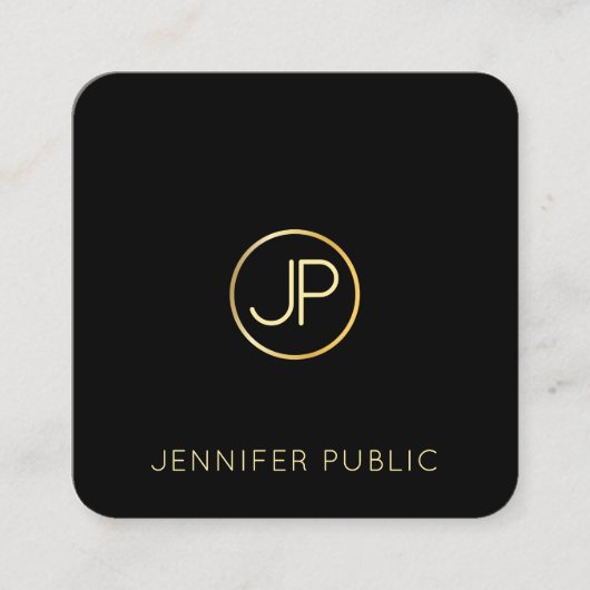 Modernes, modernes Schwarz-Template-Elegant in Mon Quadratische Visitenkarte (Vorderseite)