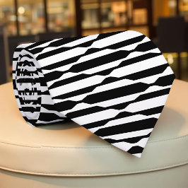 Modernes, modernes Schwarz/Weiß Op Art Muster Krawatte