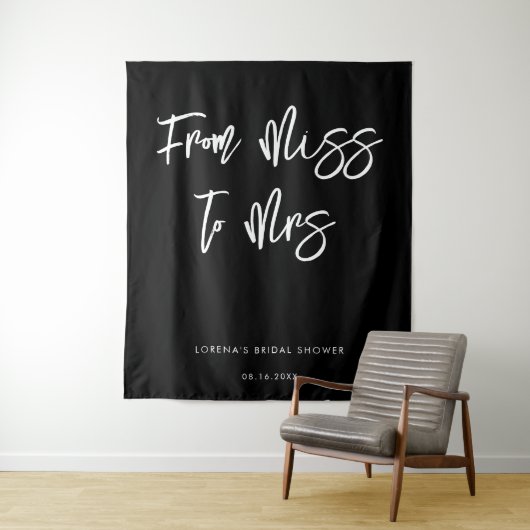 Modernes, modernes Schwarzes Brautparty Hintergrun Wandteppich (Beispiel)