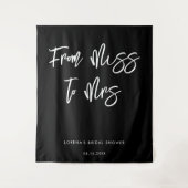 Modernes, modernes Schwarzes Brautparty Hintergrun Wandteppich (Vorderseite)