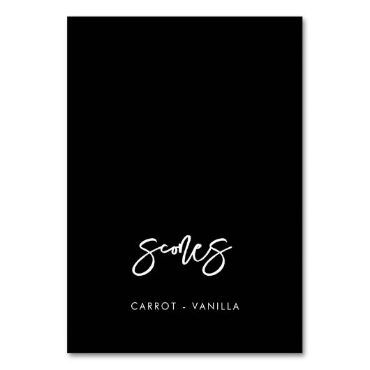 Modernes, modernes schwarzes Hochzeitbuffet Tischnummer (Vorderseite)