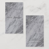 Modernes, modernes silberfarbenes Glam Chic Marble Visitenkarte (Vorne/Hinten)