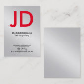 Modernes, modernes, silbergraues Monogramm Visitenkarte (Vorne/Hinten)