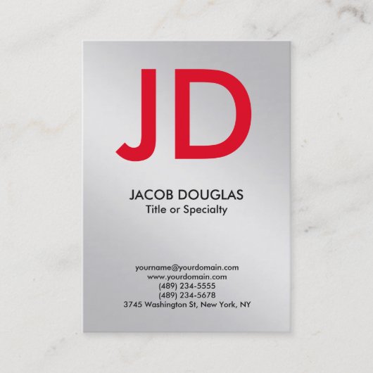 Modernes, modernes, silbergraues Monogramm Visitenkarte (Vorderseite)