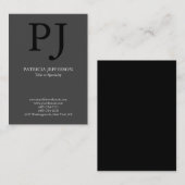 Modernes, modernes, stylisches Grau-Schwarz-Monogr Visitenkarte (Vorne/Hinten)