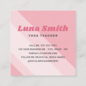 Modernes, modernes Yogalehrer-pink-Foto Quadratische Visitenkarte (Rückseite)