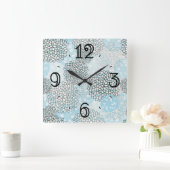 Modernes modisches Blumenmuster Quadratische Wanduhr (Zuhause)