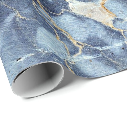 Modernes modisches Marmormuster im blauen Goldgrau Geschenkpapier (Rolleneckpunkt)