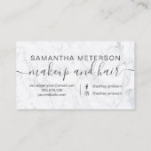 Modernes modisches weißes Marmormake-uphaar Visitenkarte (Rückseite)