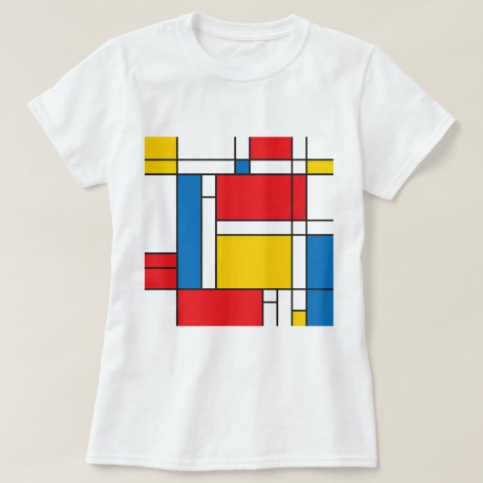 Modernes Mondrian inspiriertes grafisches Muster T-Shirt (Design vorne)