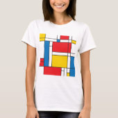 Modernes Mondrian inspiriertes grafisches Muster T-Shirt (Vorderseite)