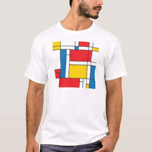 Modernes Mondrian inspiriertes grafisches Muster T-Shirt