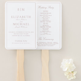 Modernes Mongram Dusty Rose Script Wedding Program Fächer