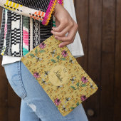 Modernes Mongram für Mustard Yellow Queen Bees & B Zubehörtasche