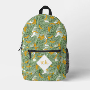 Modernes Mongram für tropische Bananengrün Bedruckter Rucksack