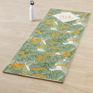 Modernes Mongram für tropische Bananengrün Yogamatte