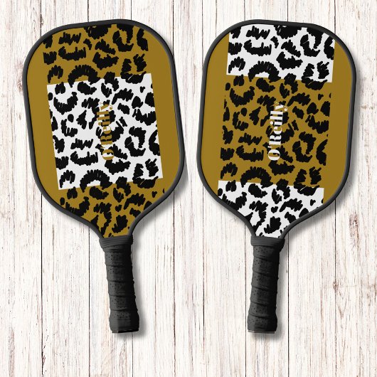 Modernes Mongram Leopard-Tierhautmuster Pickleball Schläger