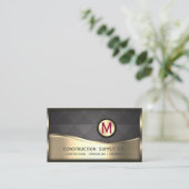 MODERNES MONgram LOGO Black Gold Metal Visitenkarte (Stehend Vorderseite)