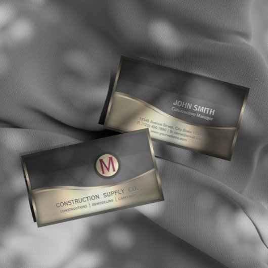 MODERNES MONgram LOGO Black Gold Metal Visitenkarte