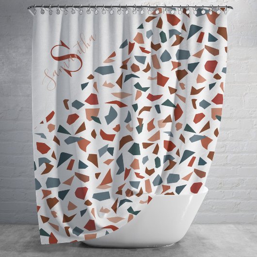 Modernes Mongram Terrazzo Mosaikmuster Duschvorhang