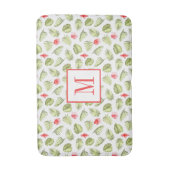 Modernes Mongram Tropical Palm Blätter Muster Badematte (Vorderseite Vertikal)