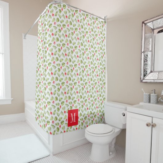 Modernes Mongram Tropical Palm Blätter Muster Duschvorhang (Beispiel)