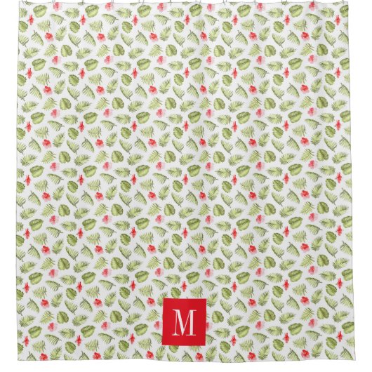 Modernes Mongram Tropical Palm Blätter Muster Duschvorhang (Vorderseite)