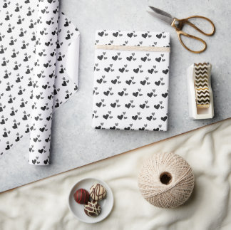 Modernes monochromatisches Niedliches Herzmuster Geschenkpapier