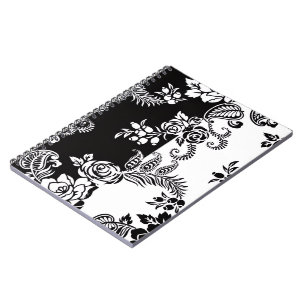 Modernes monochromes Blumenmuster-Notizbuch Notizblock
