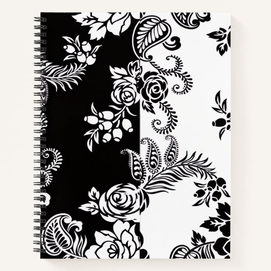 Modernes monochromes Blumenmuster-Notizbuch Notizblock (Vorderseite)