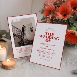 Modernes monochromes Foto mit QR-Code-Hochzeit Einladung