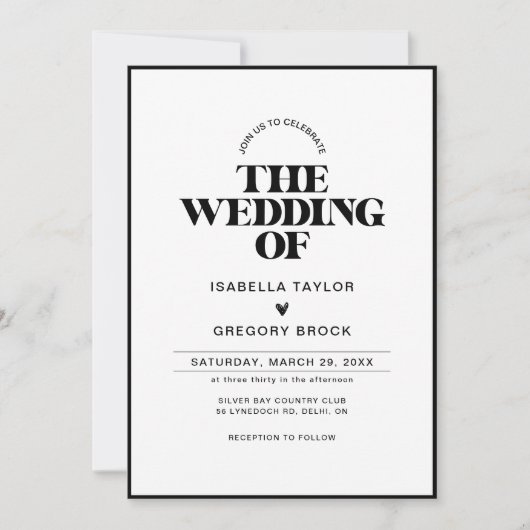 Modernes monochromes Foto mit QR-Code-Hochzeit Einladung (Vorderseite)